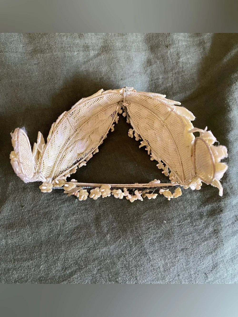30s Bridal Headpiece - Velvet Leaf Juliet Cap & Orange Blossom Halo Crown